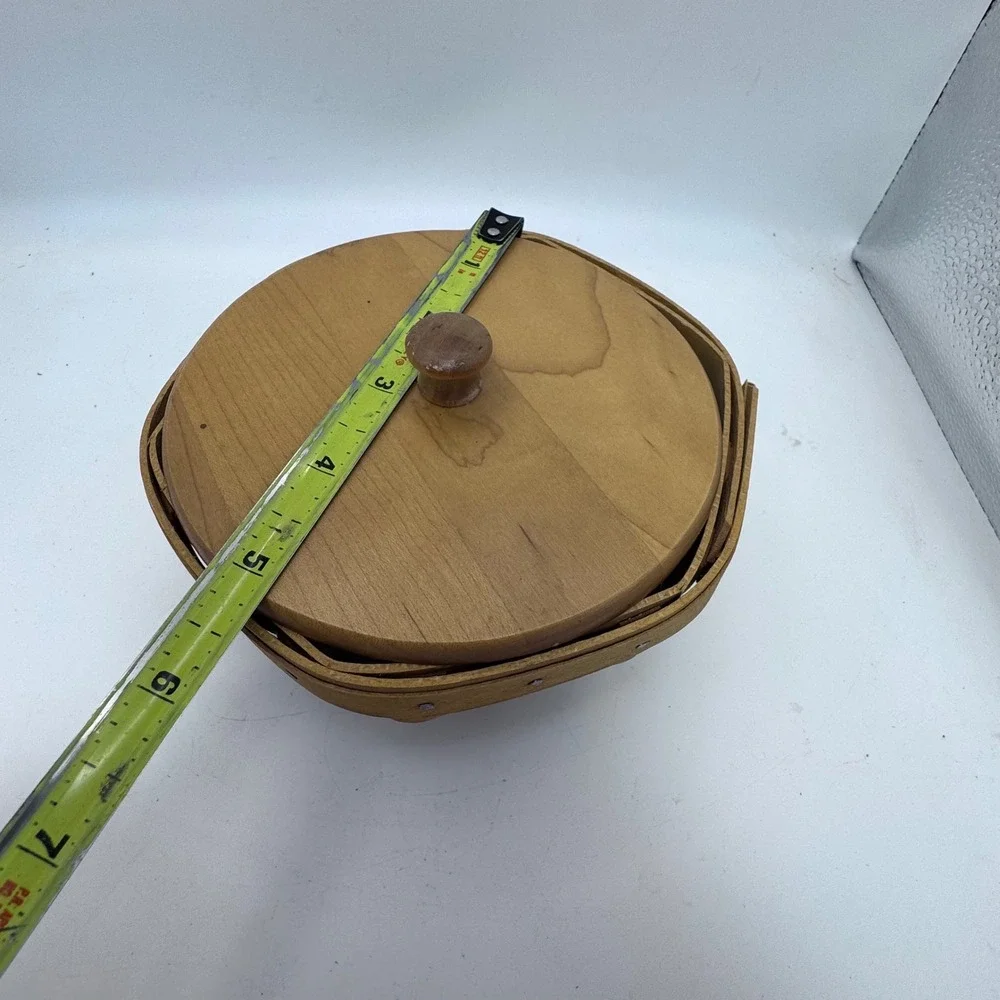 Longaberger Hexagon Basket‎ with Wood Lid and Plastic Protector Dresden Ohio USA